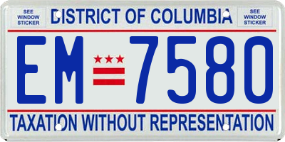 DC license plate EM7580