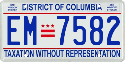 DC license plate EM7582