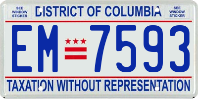 DC license plate EM7593