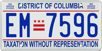 DC license plate EM7596