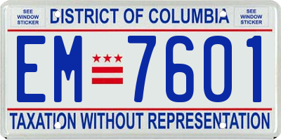 DC license plate EM7601
