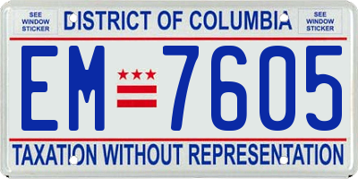 DC license plate EM7605