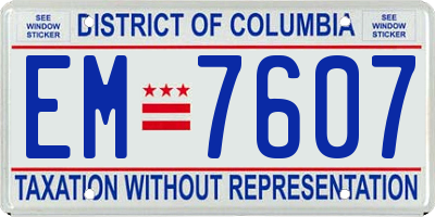 DC license plate EM7607