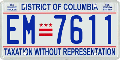 DC license plate EM7611