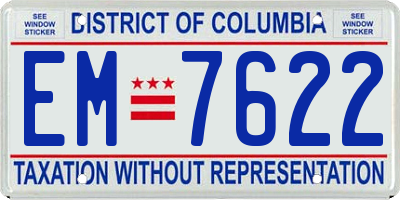 DC license plate EM7622