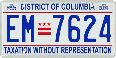 DC license plate EM7624