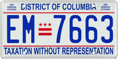 DC license plate EM7663