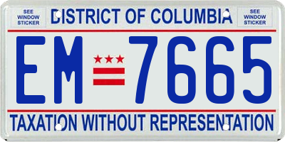 DC license plate EM7665