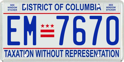 DC license plate EM7670