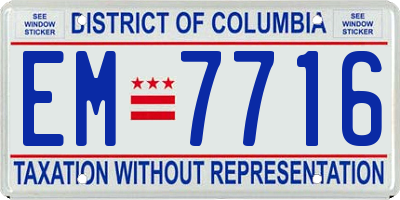 DC license plate EM7716