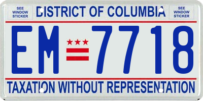 DC license plate EM7718
