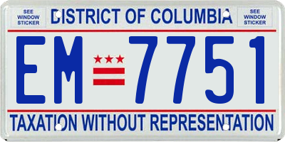 DC license plate EM7751