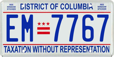 DC license plate EM7767