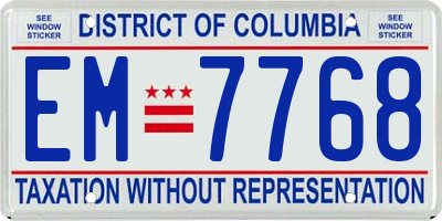 DC license plate EM7768
