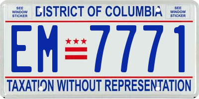 DC license plate EM7771