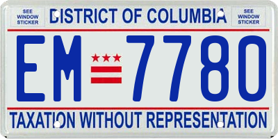 DC license plate EM7780