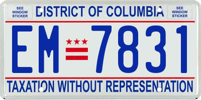 DC license plate EM7831