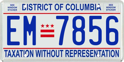 DC license plate EM7856