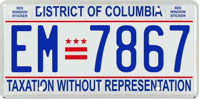 DC license plate EM7867