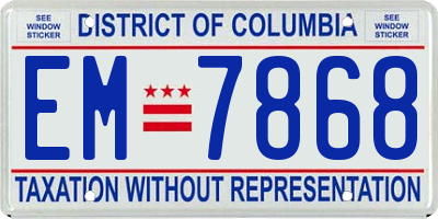DC license plate EM7868