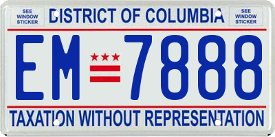 DC license plate EM7888