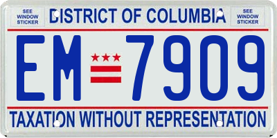DC license plate EM7909
