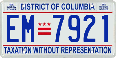 DC license plate EM7921