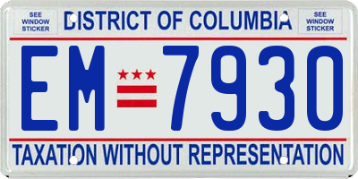 DC license plate EM7930