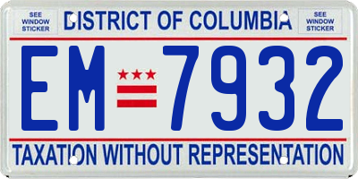 DC license plate EM7932