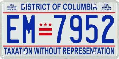 DC license plate EM7952