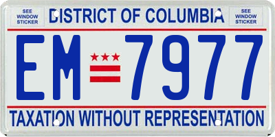 DC license plate EM7977