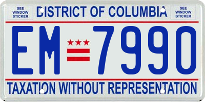 DC license plate EM7990