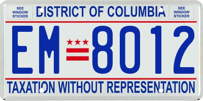 DC license plate EM8012