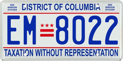 DC license plate EM8022