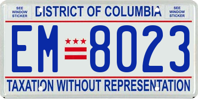 DC license plate EM8023