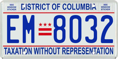 DC license plate EM8032