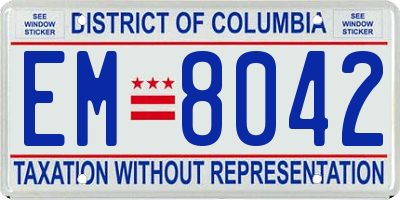 DC license plate EM8042