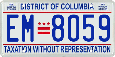DC license plate EM8059
