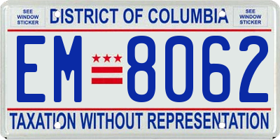 DC license plate EM8062