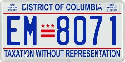 DC license plate EM8071