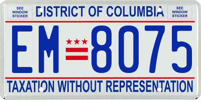 DC license plate EM8075