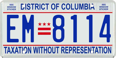 DC license plate EM8114