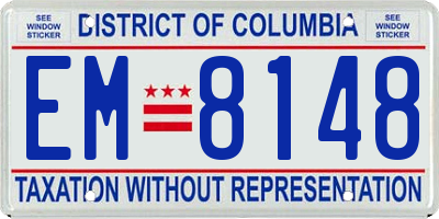 DC license plate EM8148