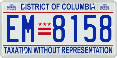 DC license plate EM8158