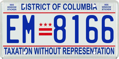 DC license plate EM8166