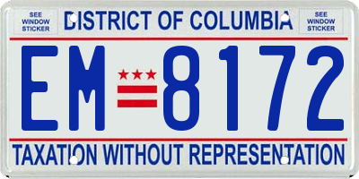 DC license plate EM8172