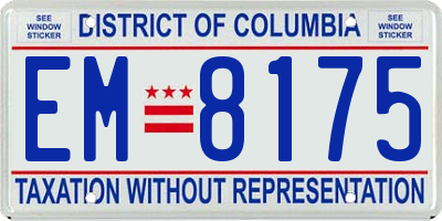 DC license plate EM8175