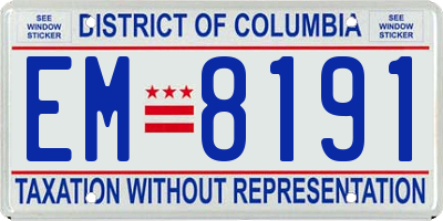 DC license plate EM8191