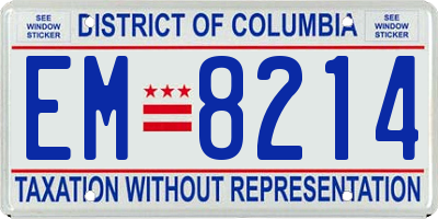 DC license plate EM8214