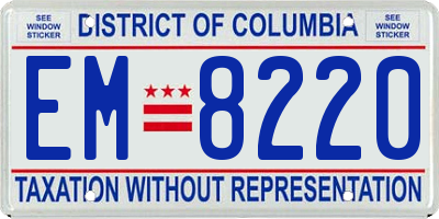 DC license plate EM8220
